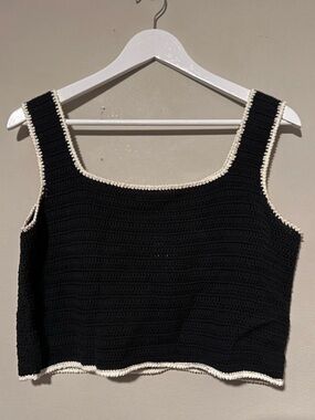NWT Amour Vert Antibes Knit Tank in Black with Cream Trim